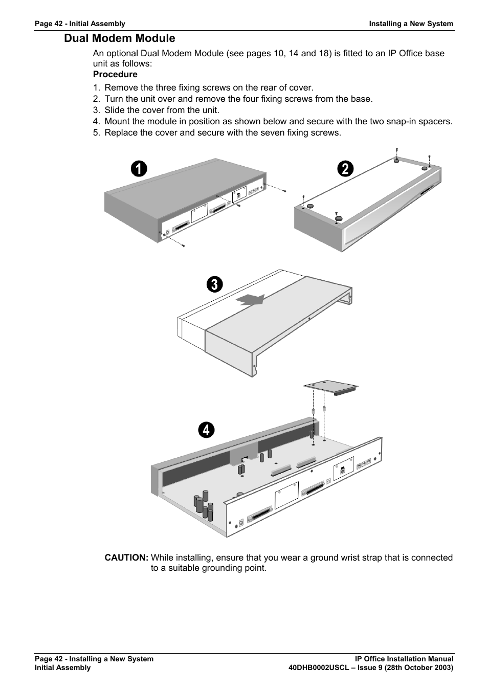 Dual modem module | Avaya IP Office Phone User Manual | Page 42 / 86