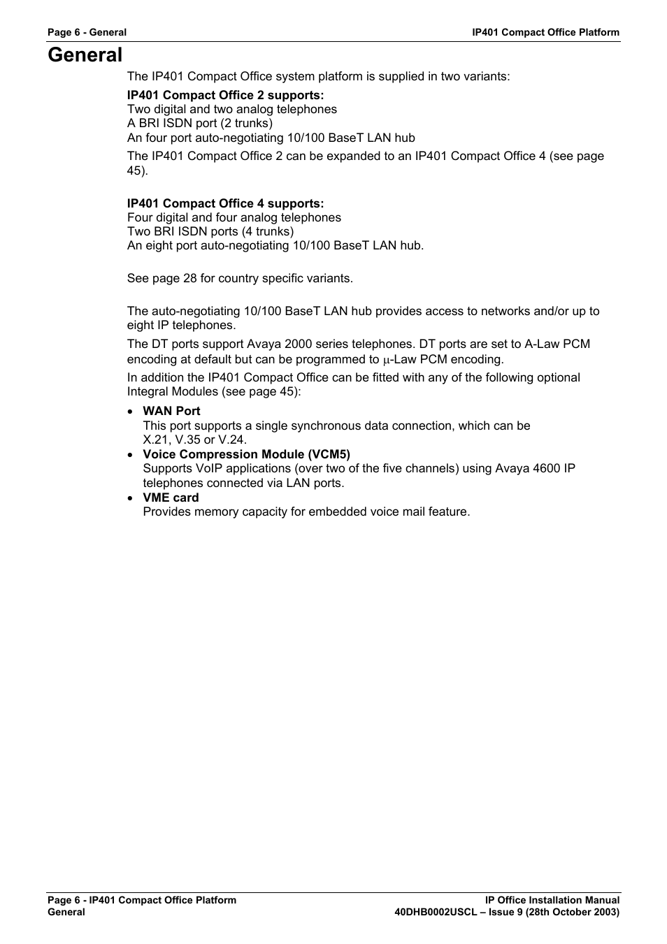 General | Avaya IP Office Phone User Manual | Page 6 / 86