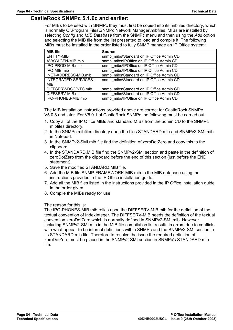 Castlerock snmpc 5.1.6c and earlier | Avaya IP Office Phone User Manual | Page 84 / 86