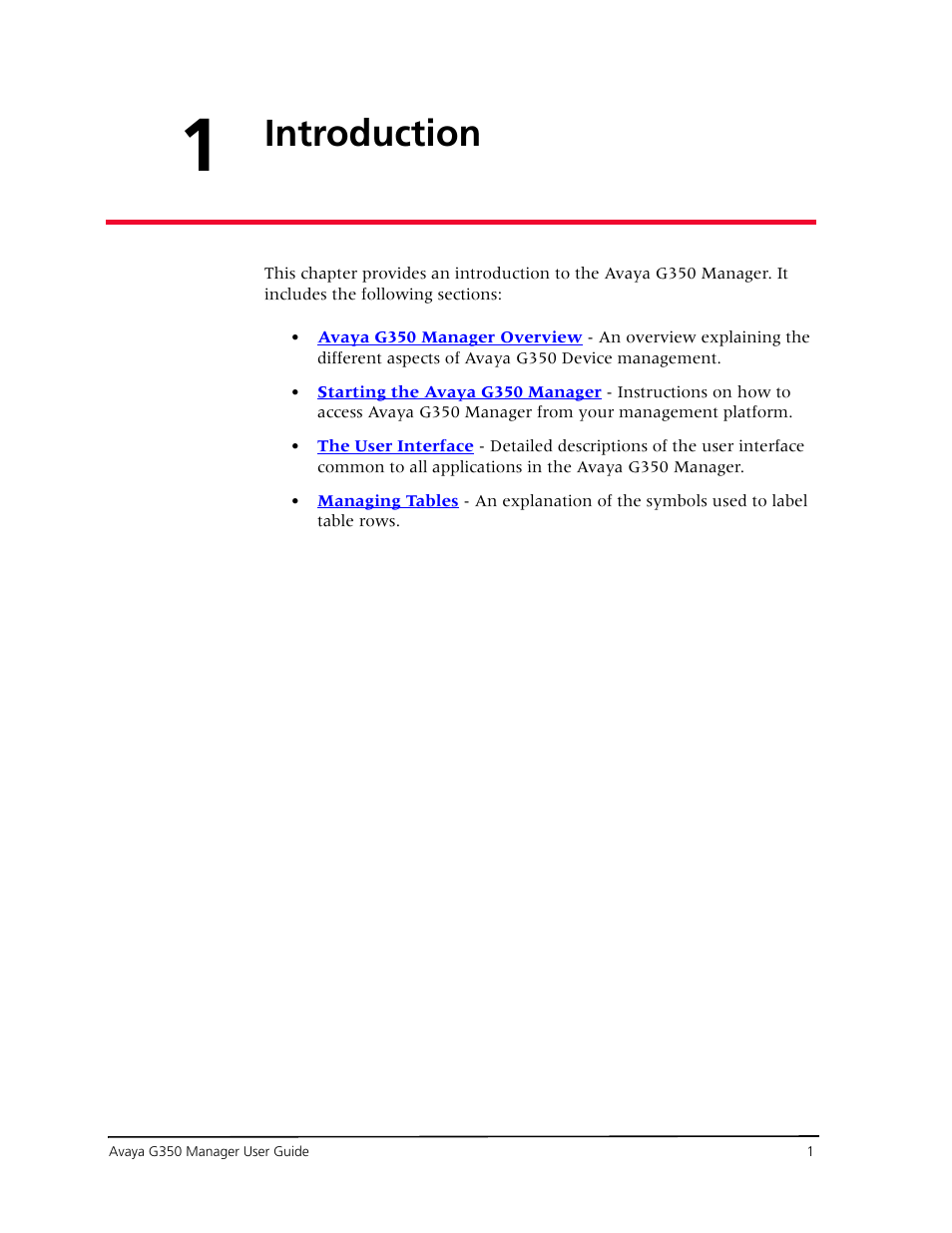 Introduction, Chapter 1 — introduction | Avaya Media Gateway G350 User Manual | Page 11 / 219