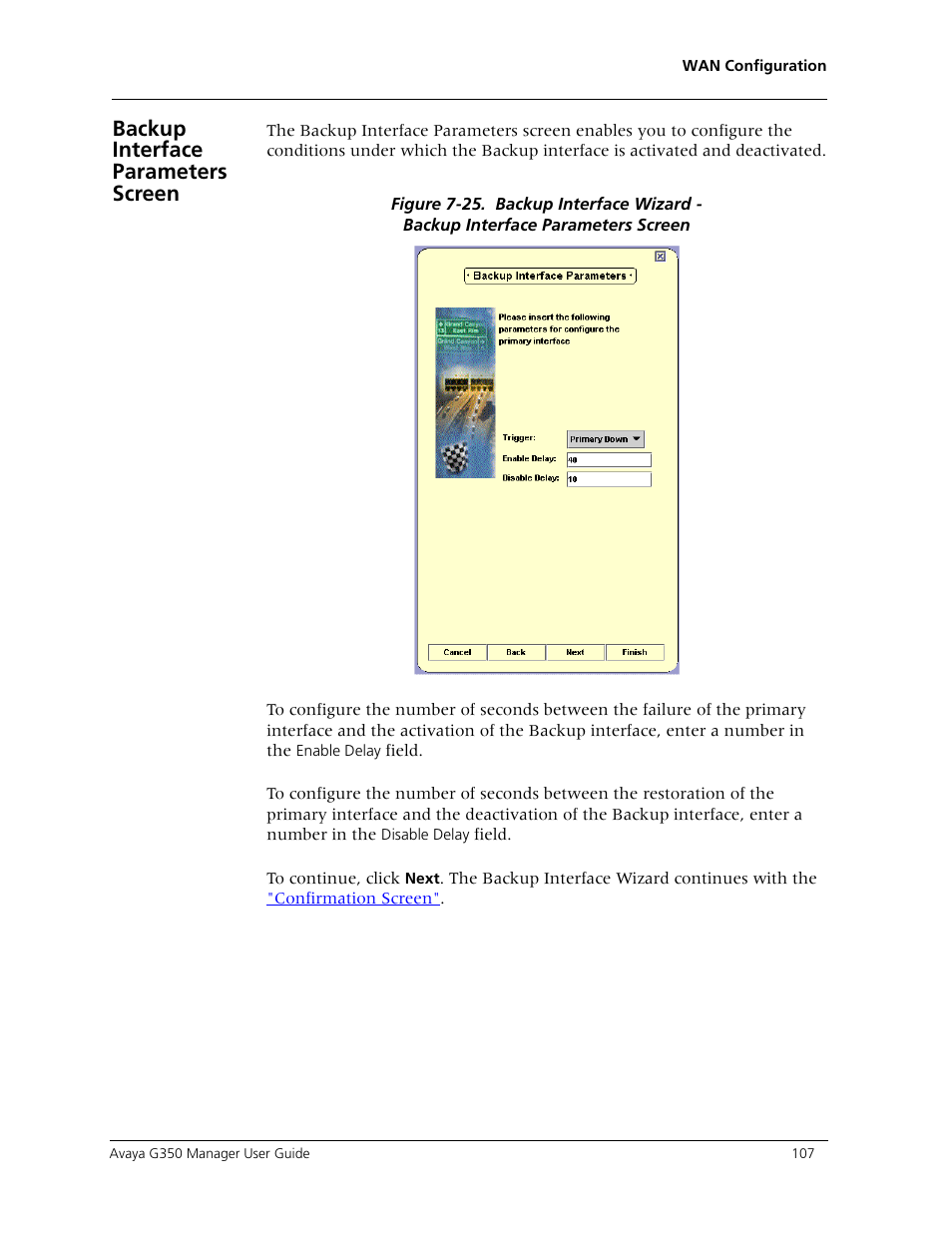 Backup interface parameters screen | Avaya Media Gateway G350 User Manual | Page 117 / 219