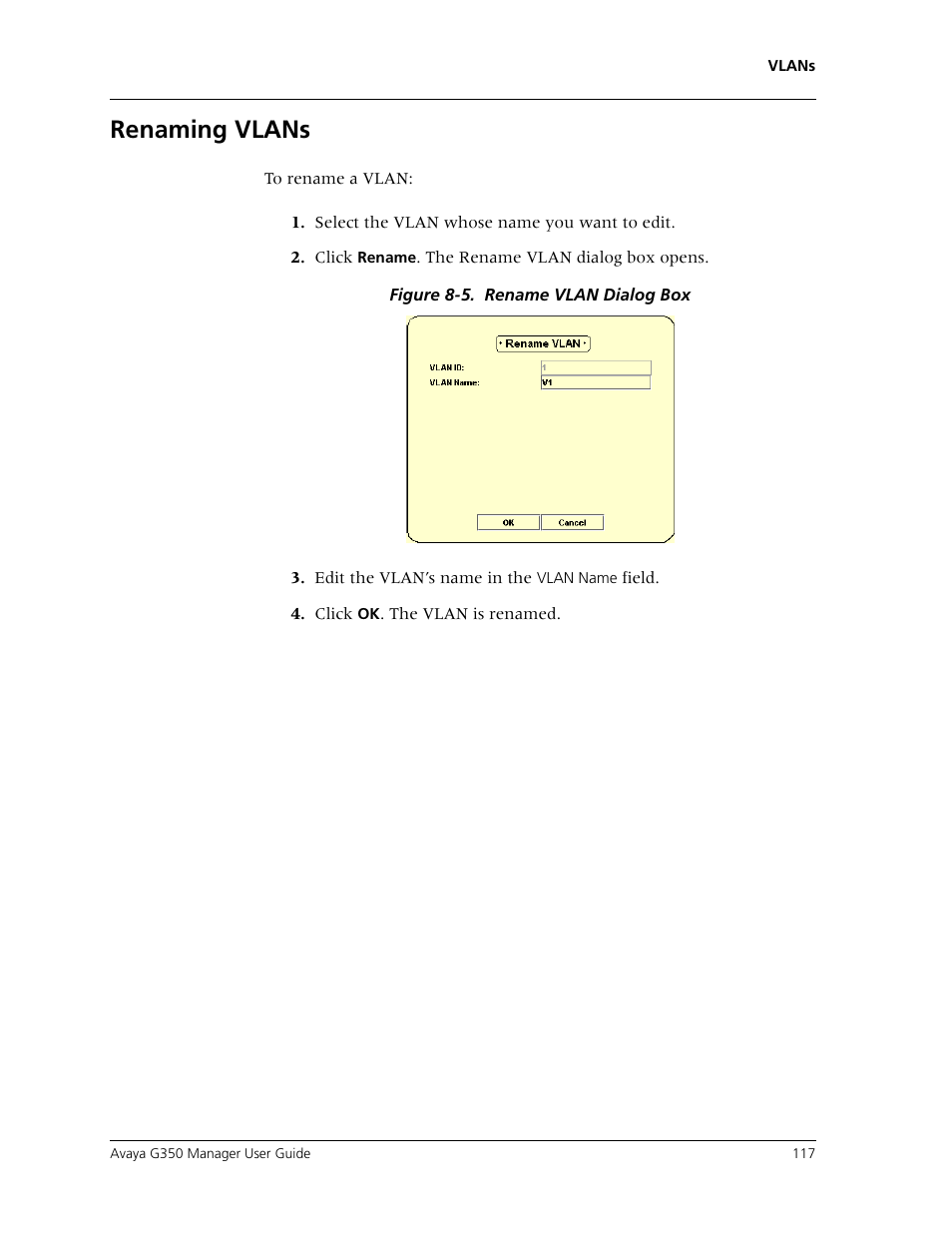 Renaming vlans | Avaya Media Gateway G350 User Manual | Page 127 / 219