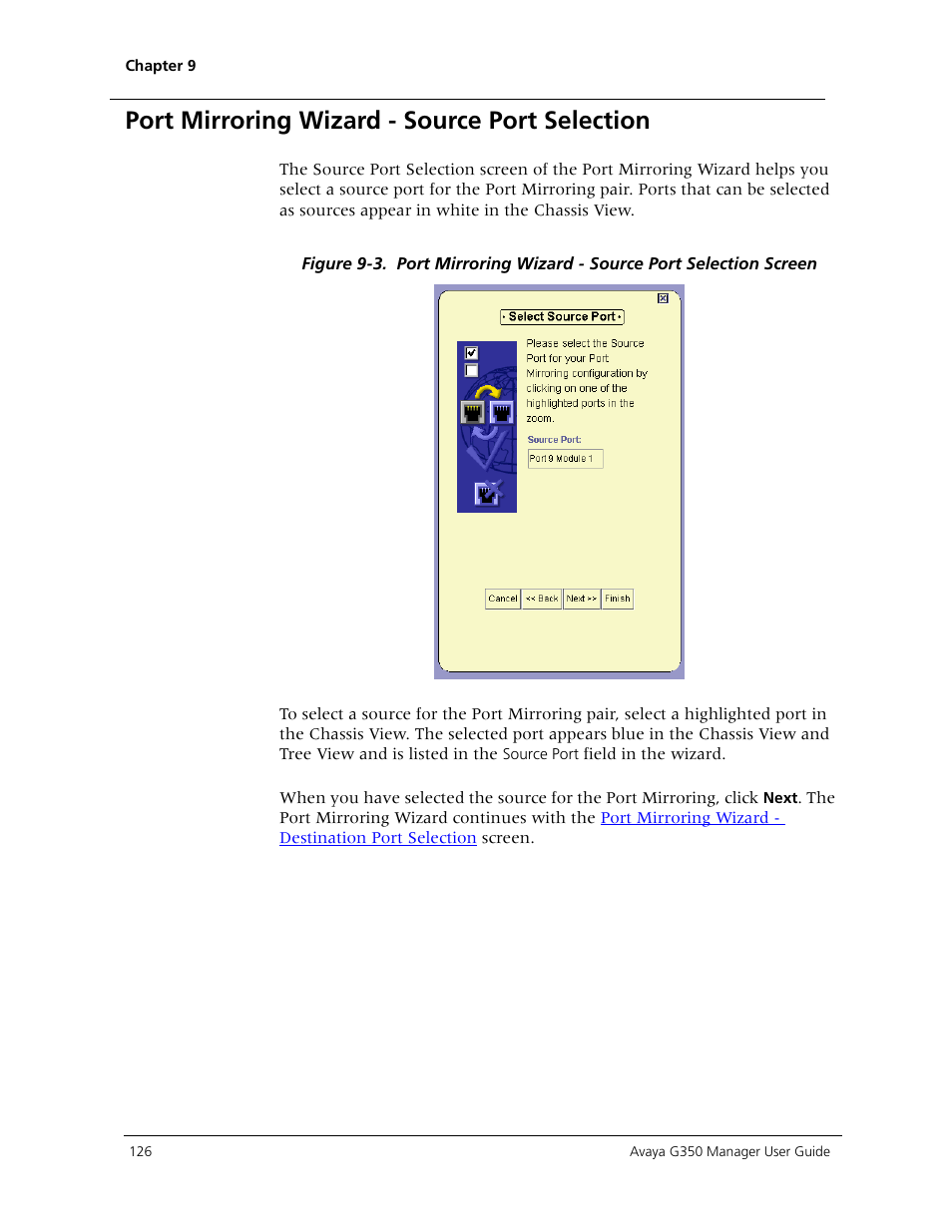 Port mirroring wizard - source port selection, Zard continues with the, Port | Mirroring wizard - source port selection | Avaya Media Gateway G350 User Manual | Page 136 / 219