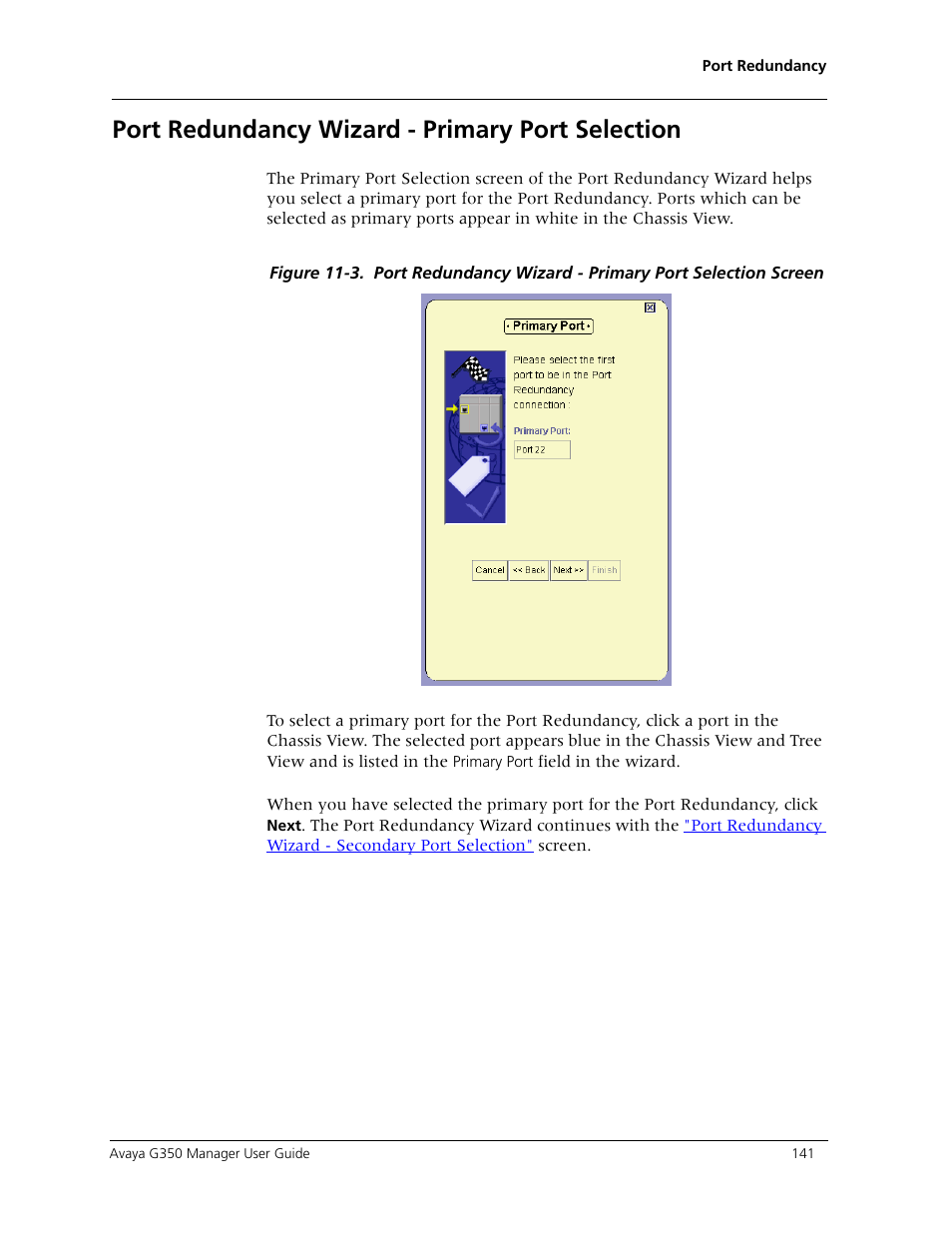 Port redundancy wizard - primary port selection | Avaya Media Gateway G350 User Manual | Page 151 / 219