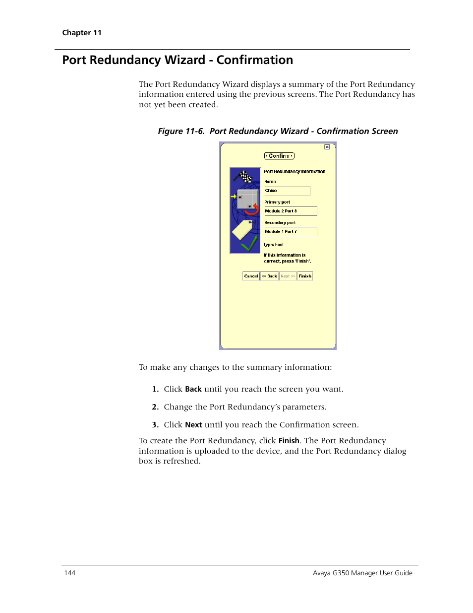 Port redundancy wizard - confirmation | Avaya Media Gateway G350 User Manual | Page 154 / 219