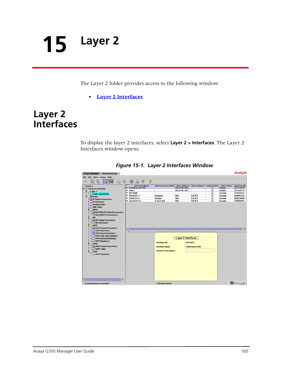 Layer 2, Layer 2 interfaces, Chapter 15 — layer 2 | Avaya Media Gateway G350 User Manual | Page 170 / 219