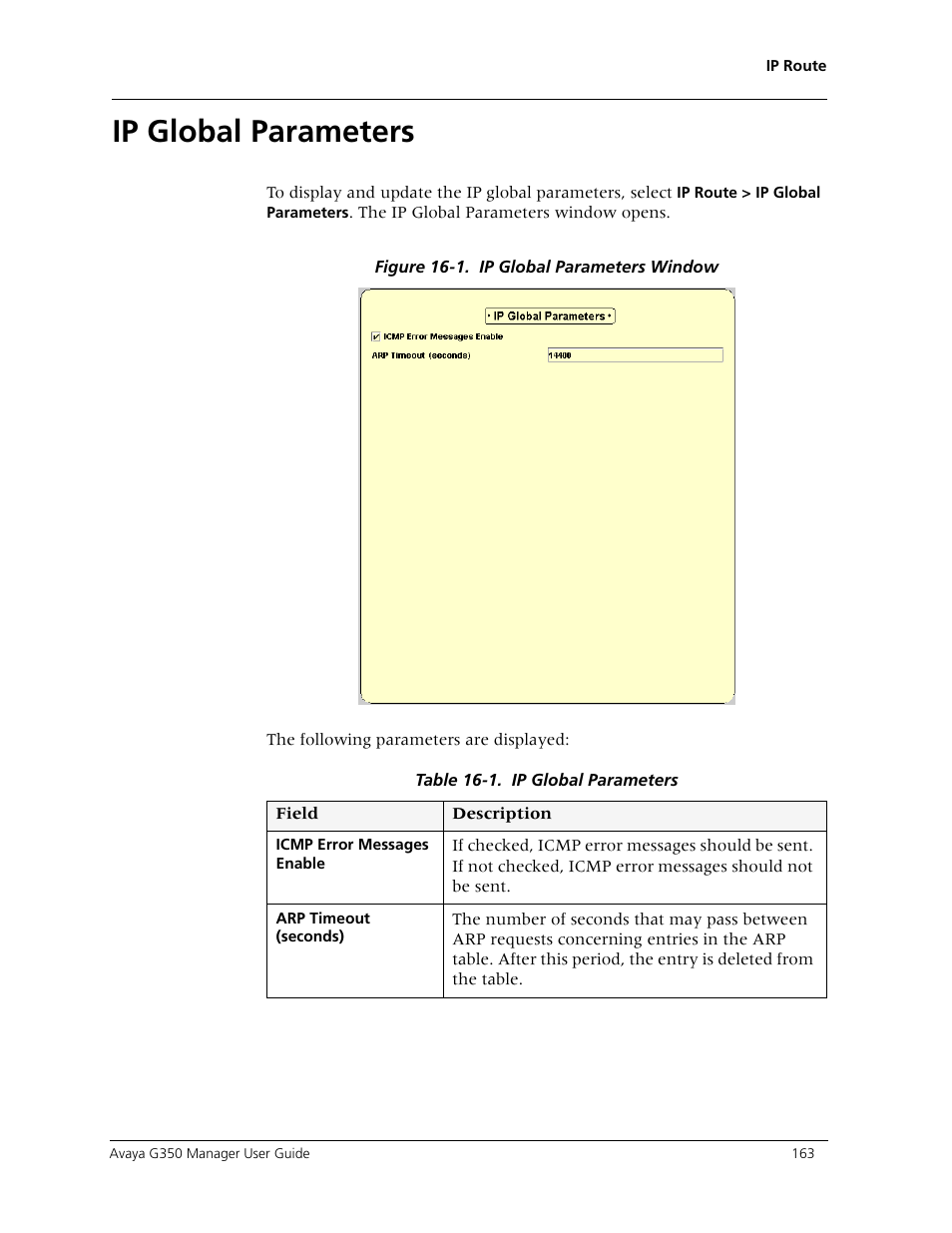 Ip global parameters | Avaya Media Gateway G350 User Manual | Page 173 / 219
