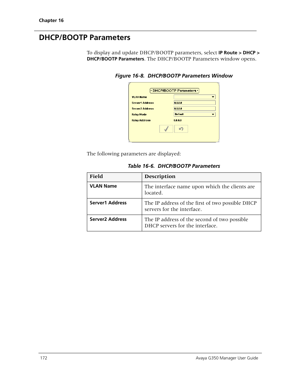 Dhcp/bootp parameters | Avaya Media Gateway G350 User Manual | Page 182 / 219