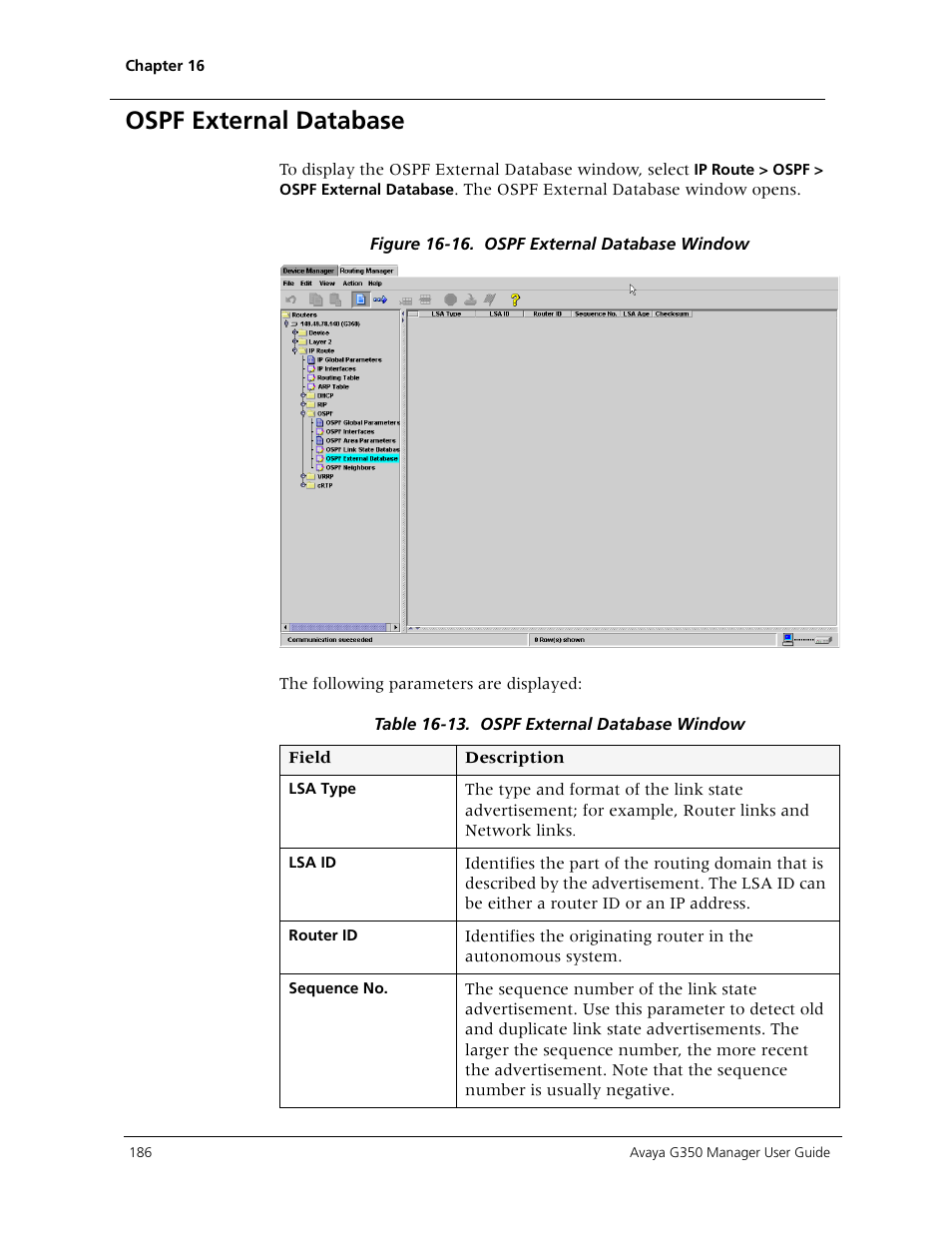 Ospf external database | Avaya Media Gateway G350 User Manual | Page 196 / 219