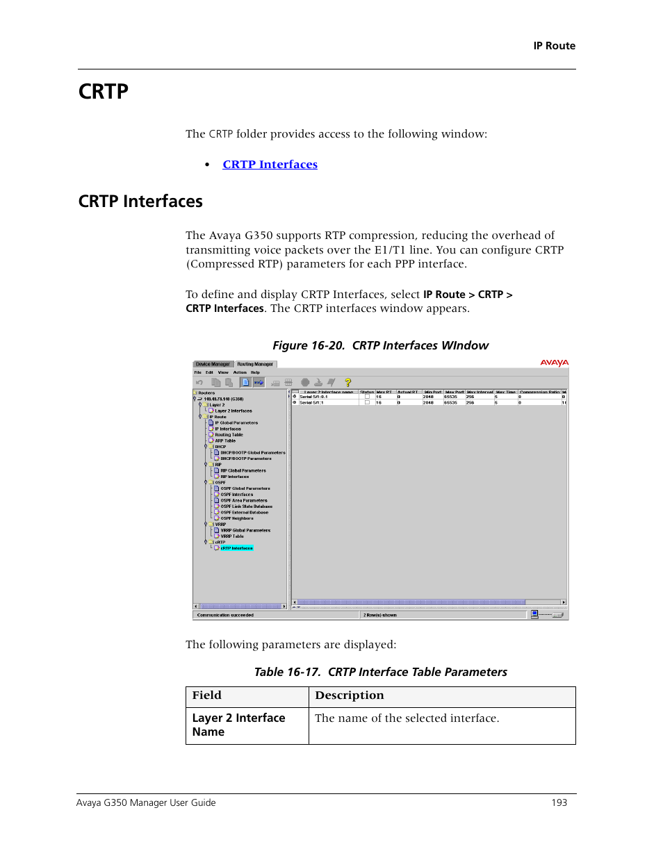 Crtp, Crtp interfaces | Avaya Media Gateway G350 User Manual | Page 203 / 219