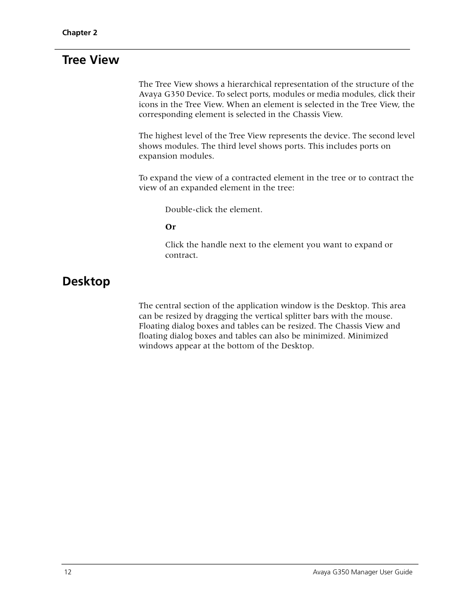 Tree view, Desktop, Tree view desktop | Avaya Media Gateway G350 User Manual | Page 22 / 219