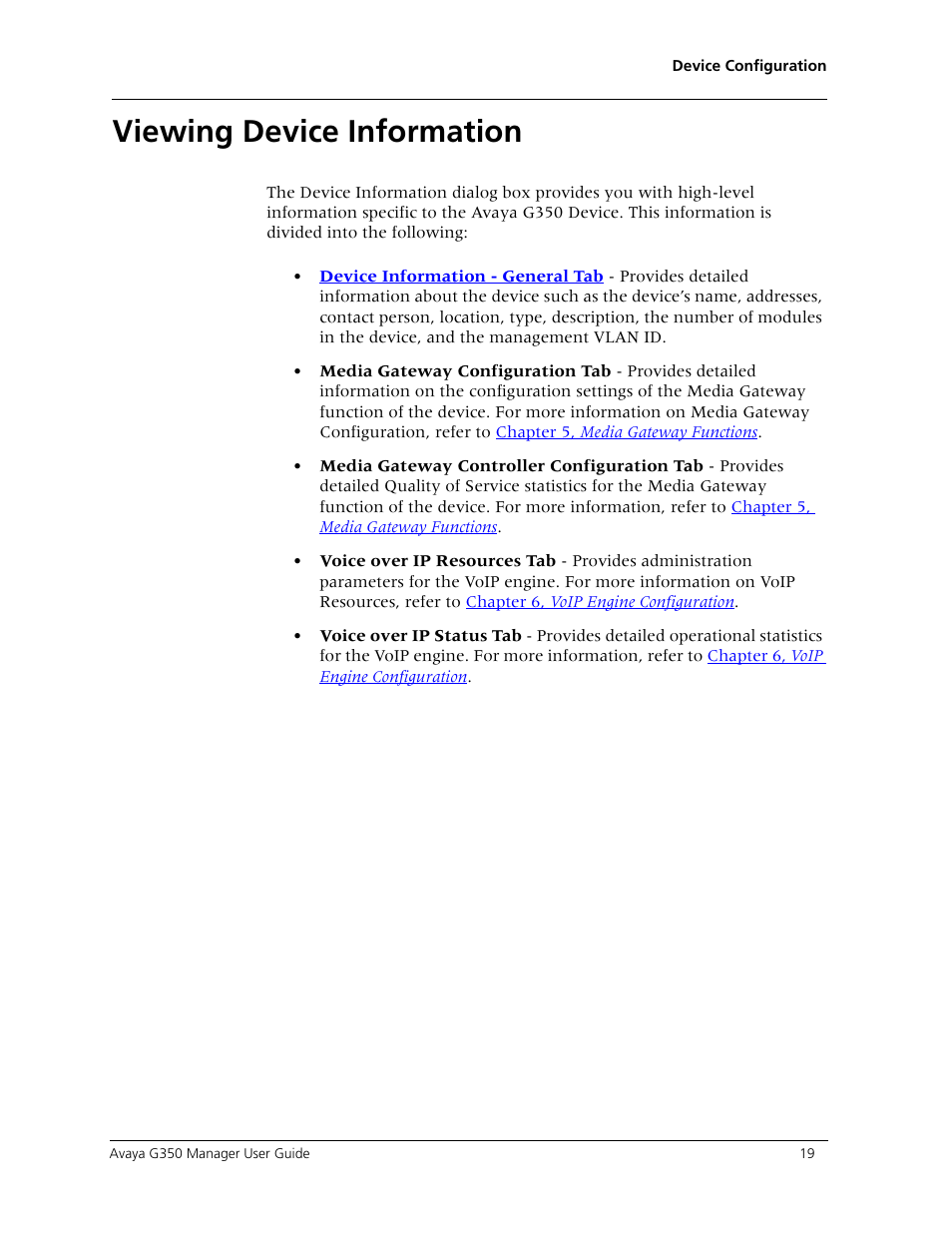 Viewing device information | Avaya Media Gateway G350 User Manual | Page 29 / 219