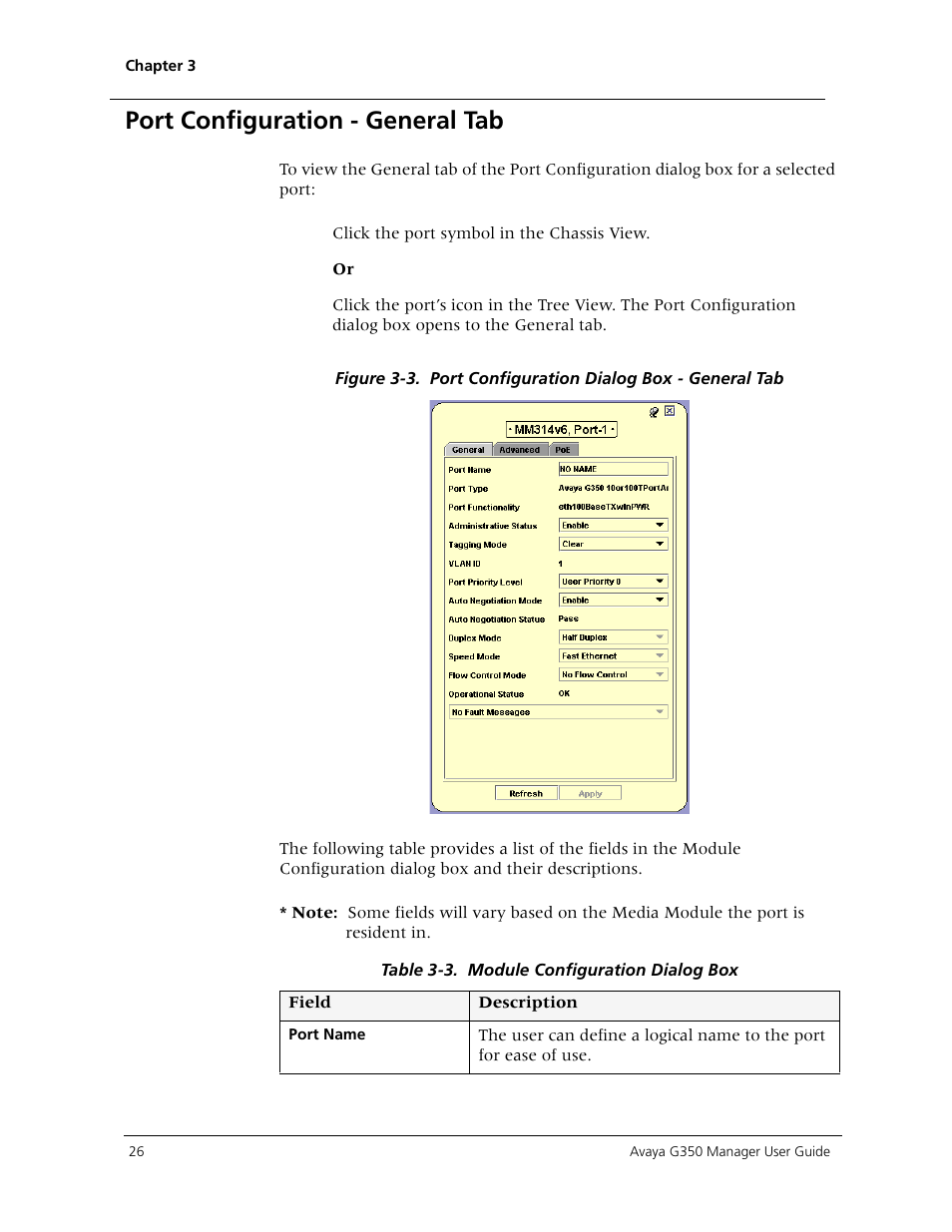 Port configuration - general tab, Provides detailed | Avaya Media Gateway G350 User Manual | Page 36 / 219