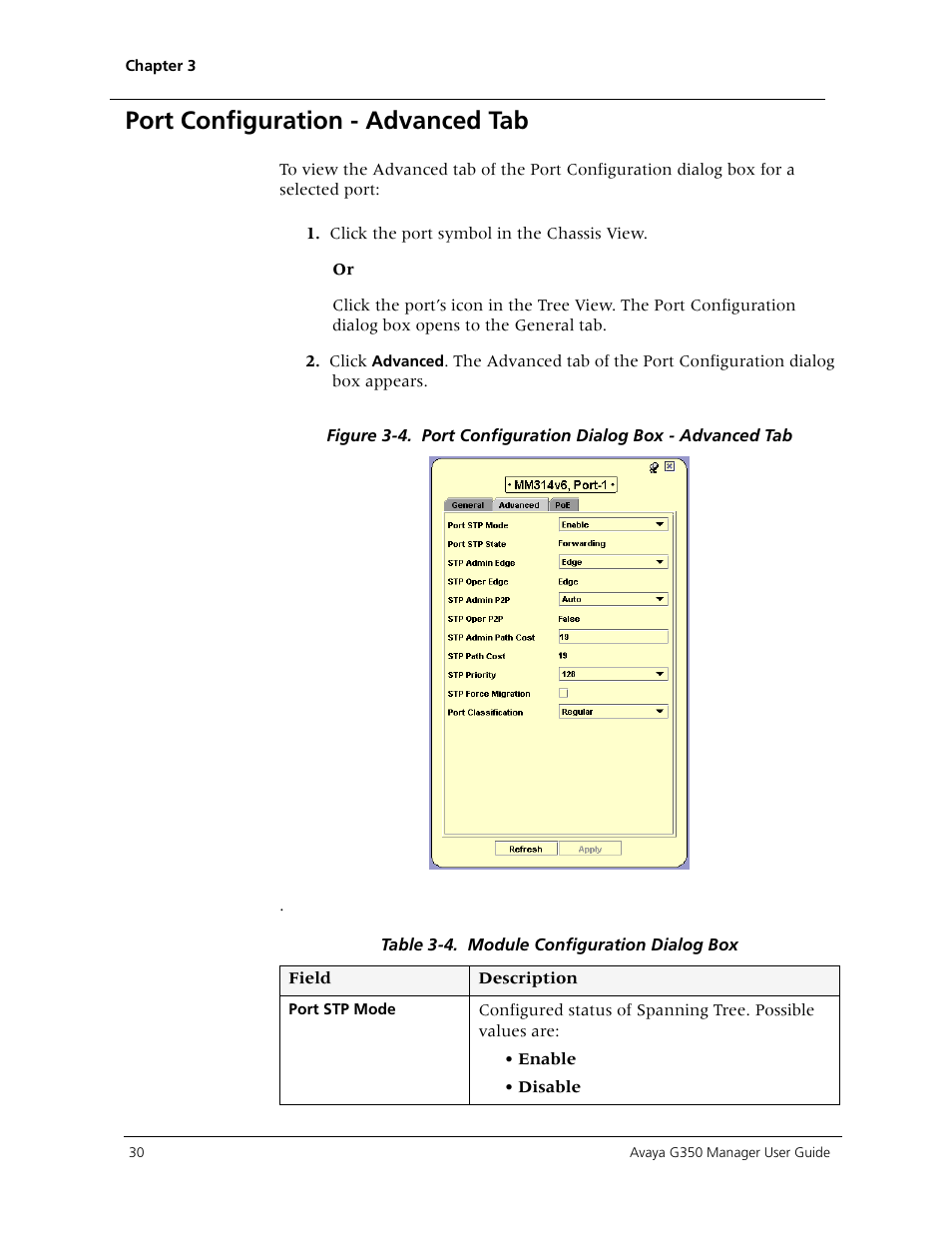 Port configuration - advanced tab | Avaya Media Gateway G350 User Manual | Page 40 / 219