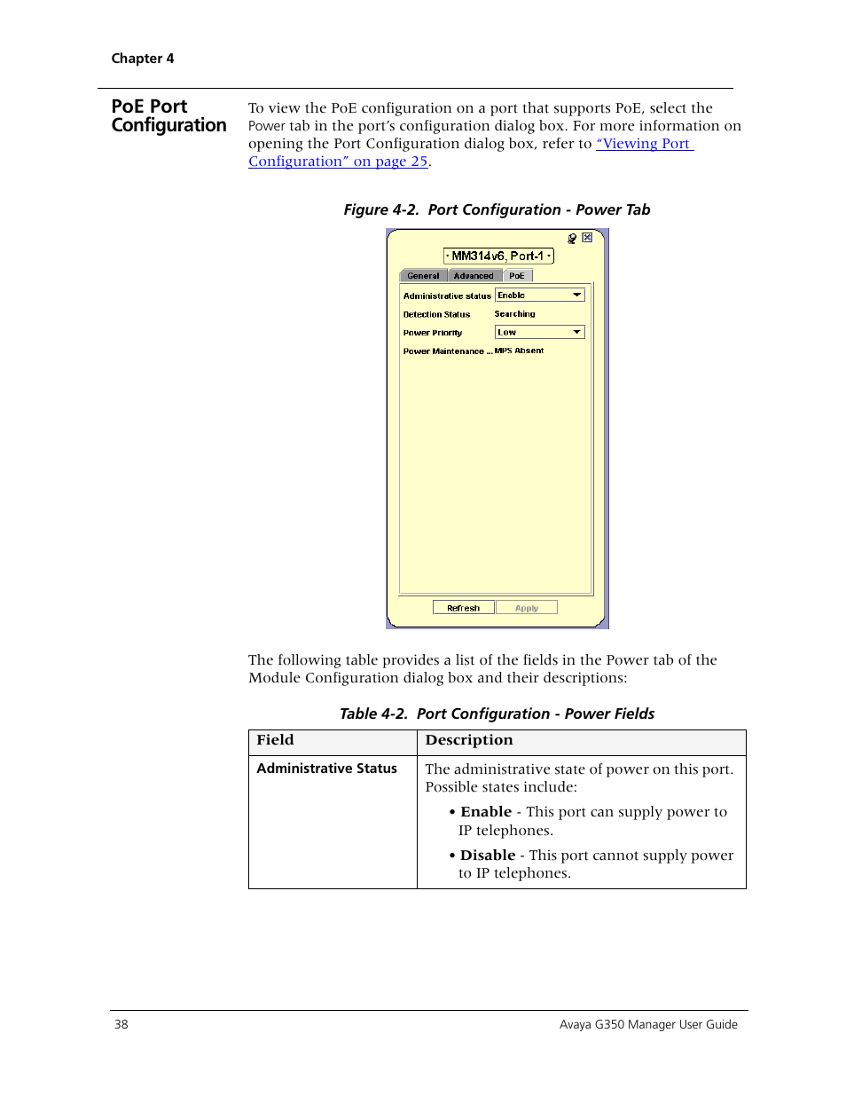 Poe port configuration | Avaya Media Gateway G350 User Manual | Page 48 / 219