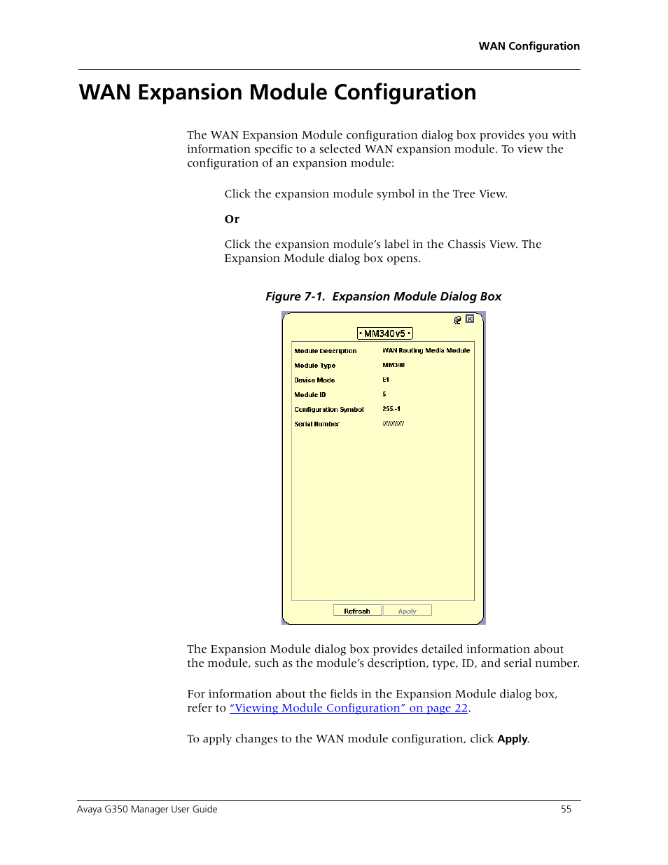 Wan expansion module configuration | Avaya Media Gateway G350 User Manual | Page 65 / 219