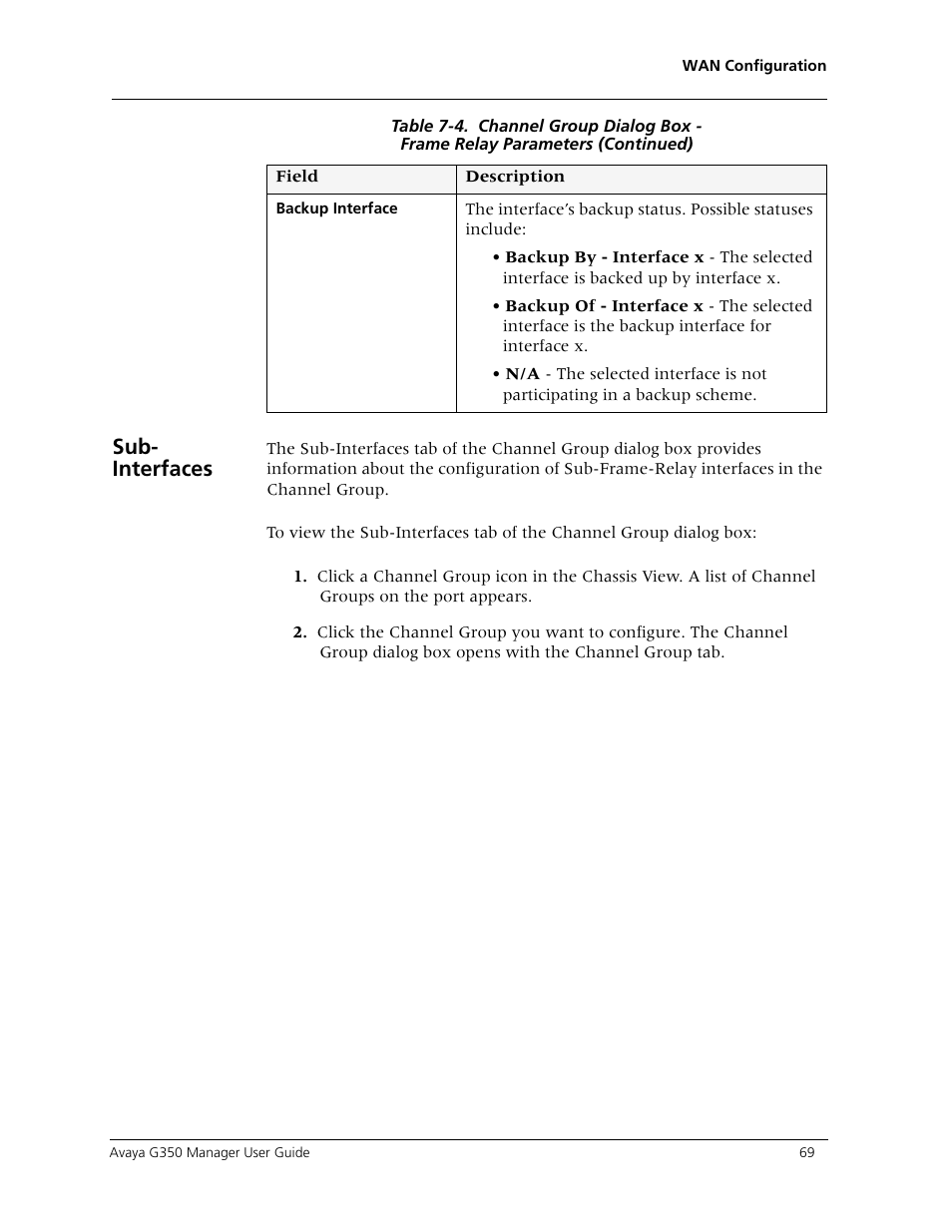 Sub-interfaces, Information abou, Sub- interfaces | Avaya Media Gateway G350 User Manual | Page 79 / 219