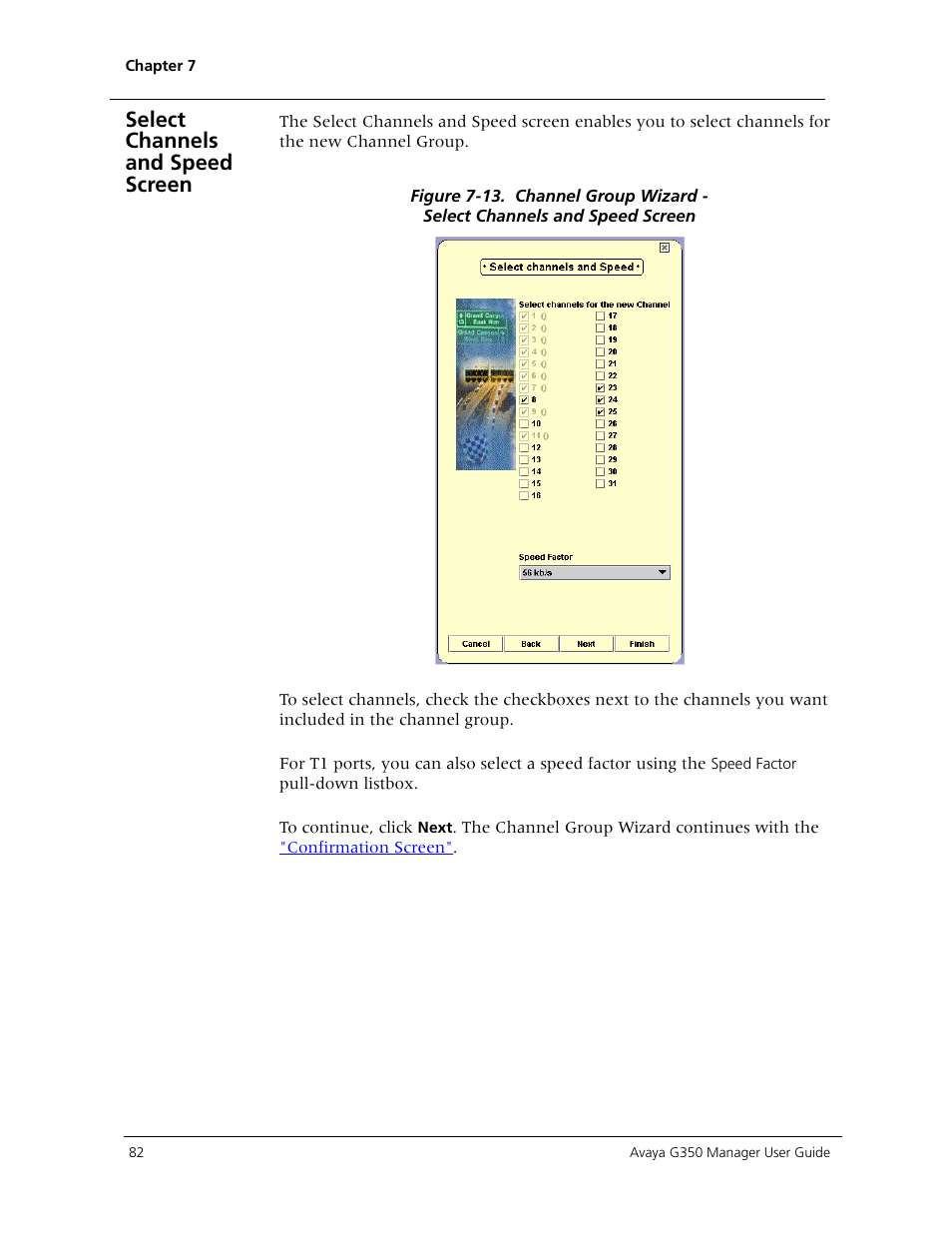 Select channels and speed screen | Avaya Media Gateway G350 User Manual | Page 92 / 219