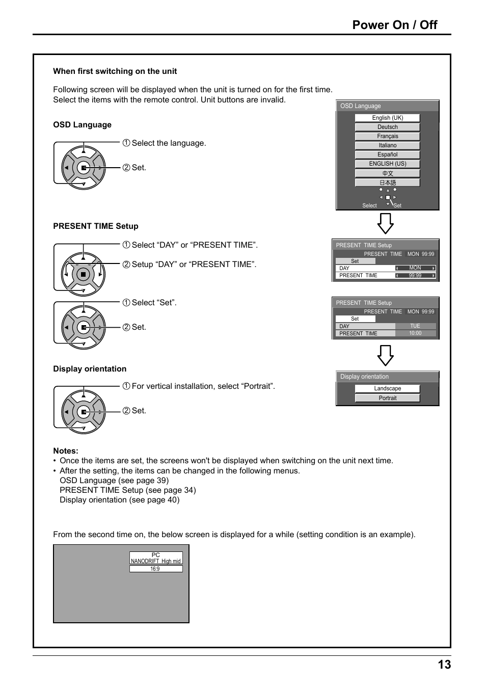 Power on / off | Panasonic TH65PF12EK User Manual | Page 13 / 64