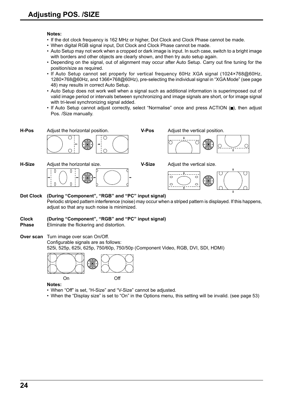 24 adjusting pos. /size | Panasonic TH65PF12EK User Manual | Page 24 / 64