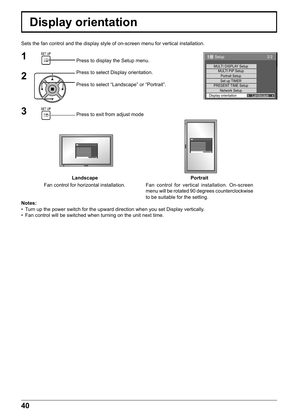 Display orientation | Panasonic TH65PF12EK User Manual | Page 40 / 64