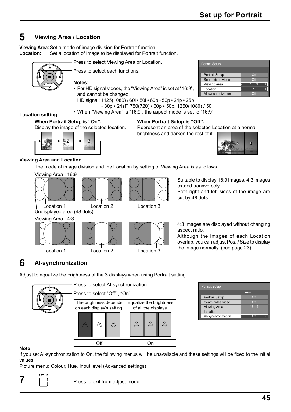 Set up for portrait | Panasonic TH65PF12EK User Manual | Page 45 / 64