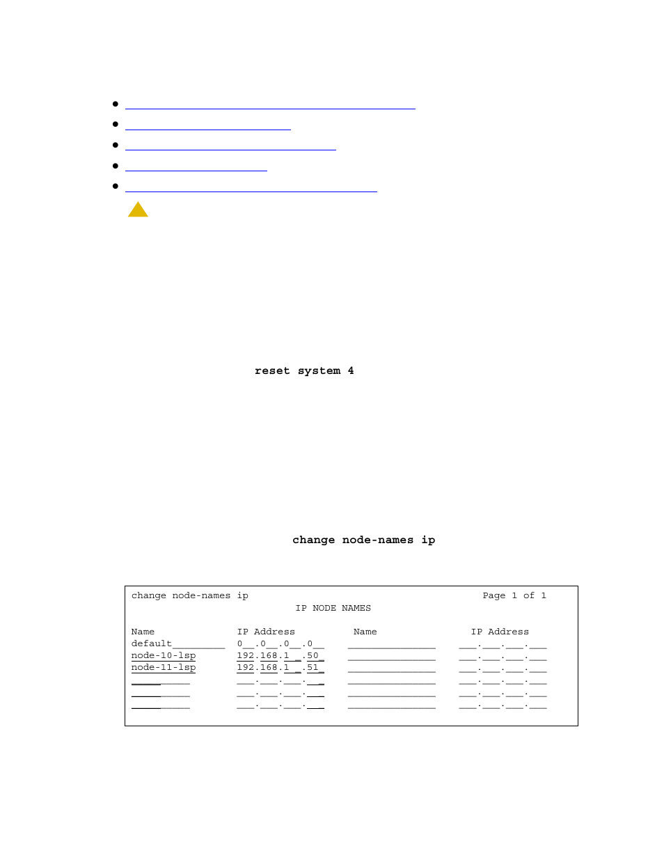 Assigning node names and ip addresses for the lsps | Avaya S8300 User Manual | Page 174 / 768