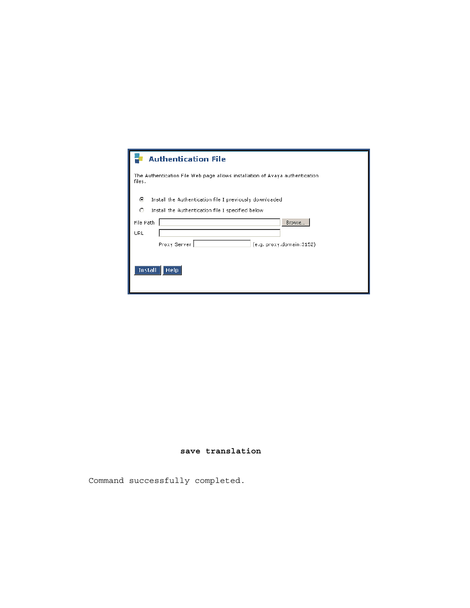 Installing updated authentication files, Saving translations | Avaya S8300 User Manual | Page 333 / 768