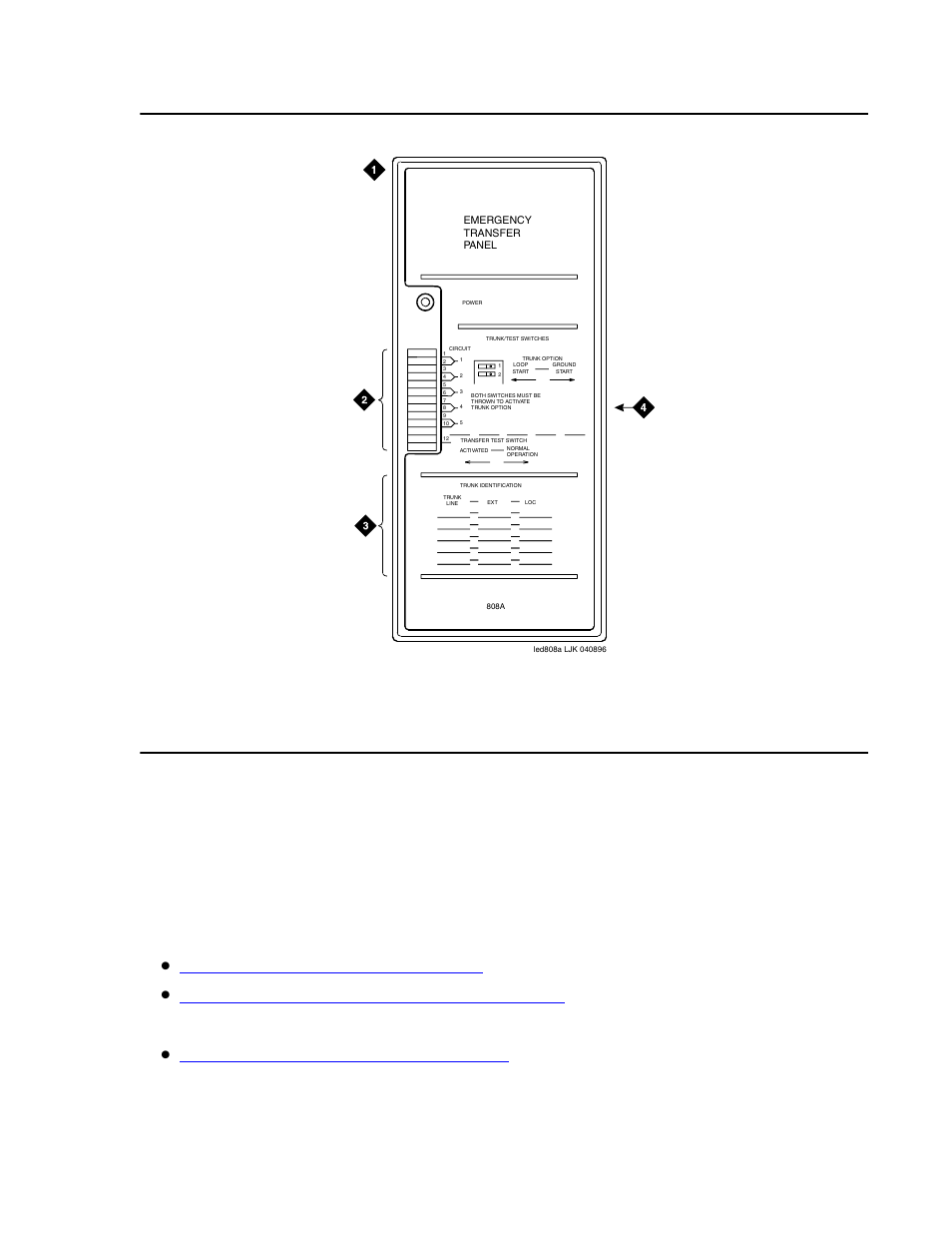 Installing and wiring telephone power supplies, Figure 25: 808a emergency transfer, Panel | Avaya S8300 User Manual | Page 363 / 768