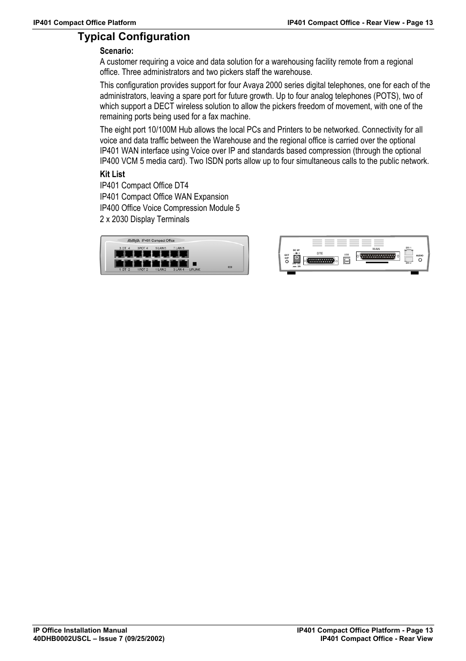 Typical configuration | Avaya IP OFFICE 40DHB0002USCL User Manual | Page 13 / 70