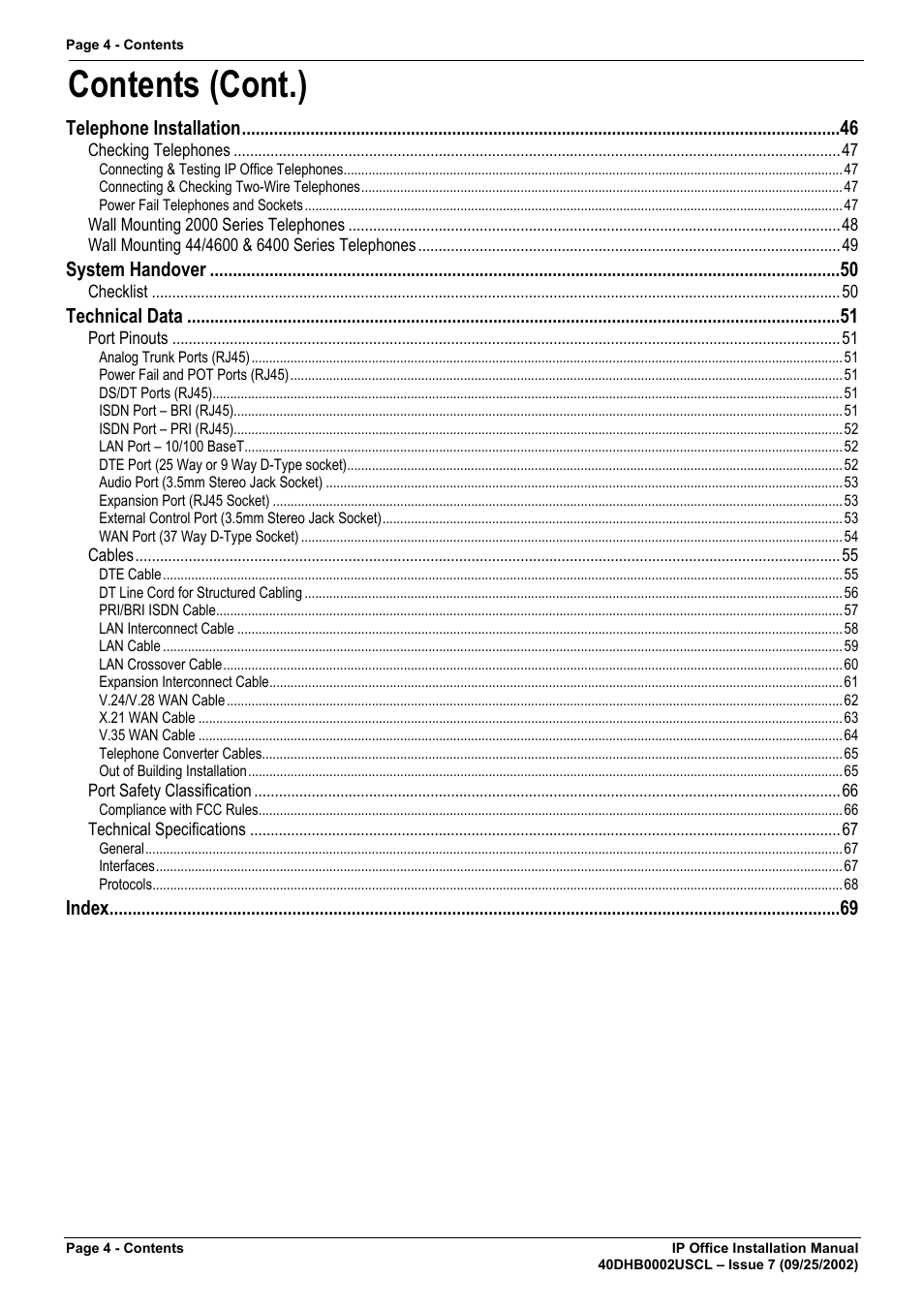 Contents (cont.) | Avaya IP OFFICE 40DHB0002USCL User Manual | Page 4 / 70
