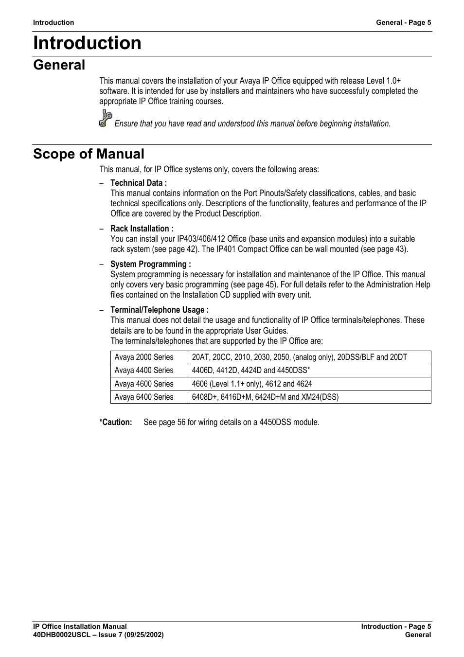 Introduction, General, Scope of manual | Avaya IP OFFICE 40DHB0002USCL User Manual | Page 5 / 70