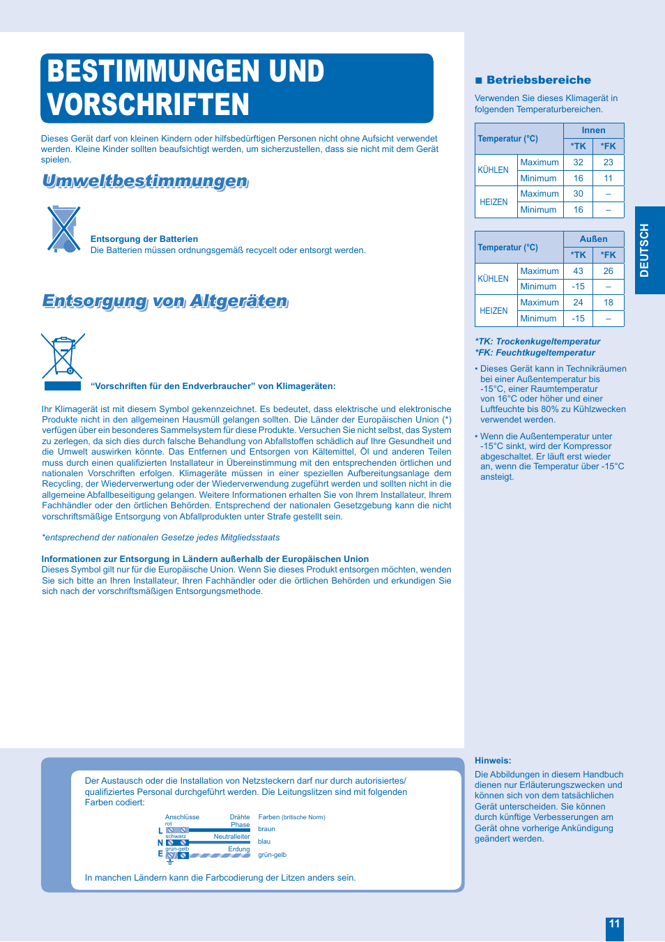 Bestimmungen und vorschriften, Umweltbestimmungen | Panasonic CUE15EKEA User Manual | Page 3 / 12