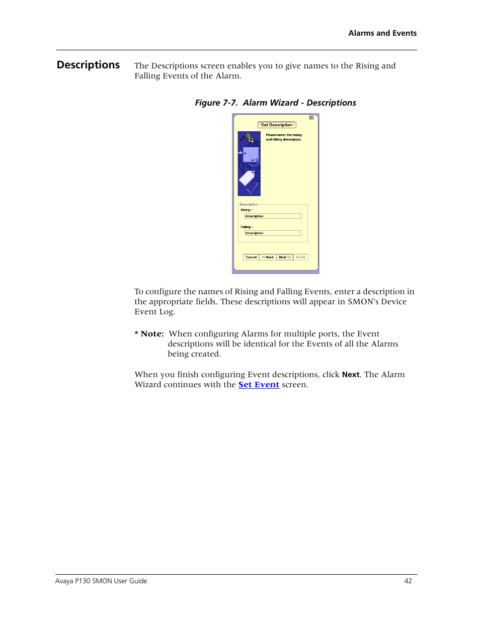 Izard continues with the, Descriptions | Avaya P130 SMON User Manual | Page 49 / 76