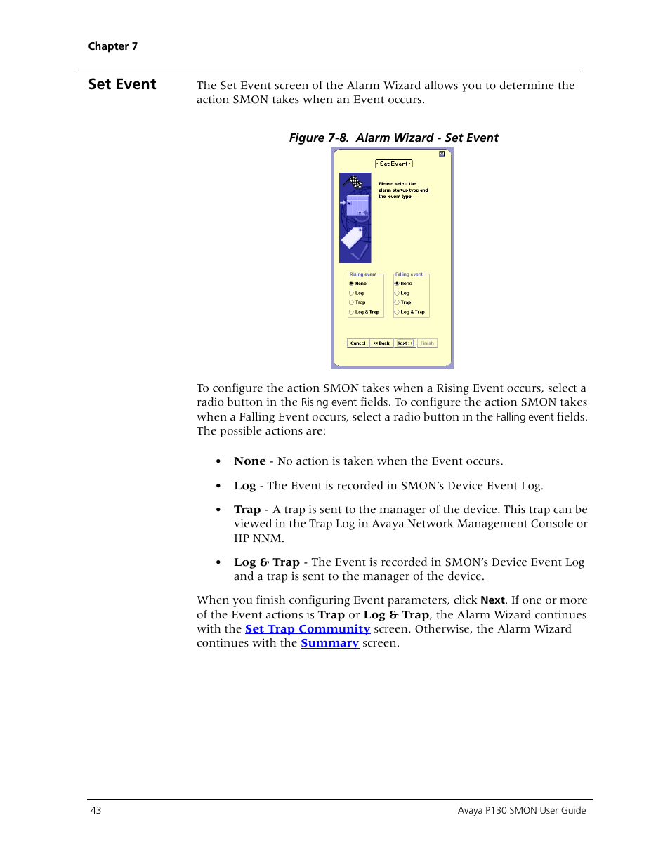Set event | Avaya P130 SMON User Manual | Page 50 / 76