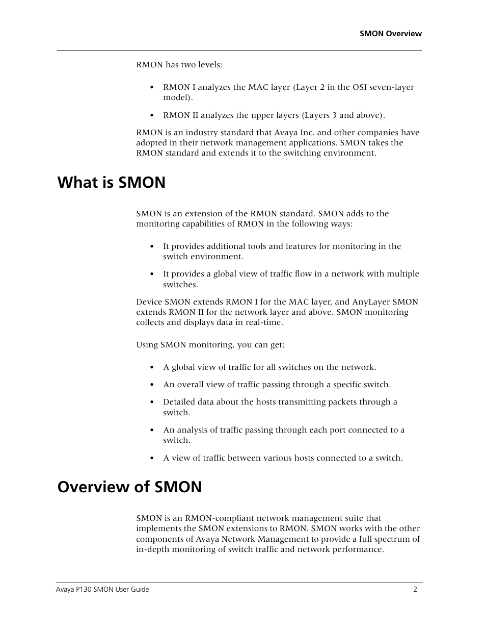 What is smon, Overview of smon | Avaya P130 SMON User Manual | Page 9 / 76