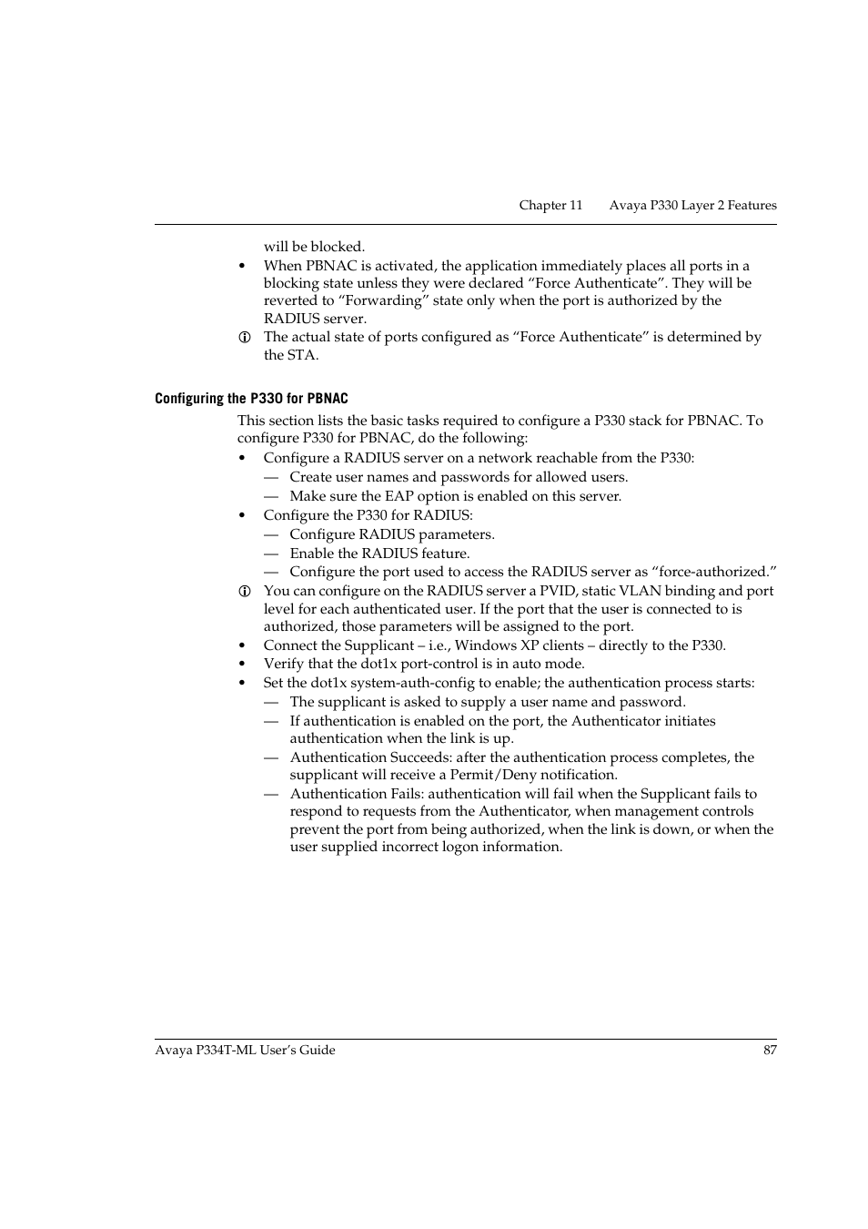 Configuring the p330 for pbnac | Avaya P334T-ML User Manual | Page 103 / 176