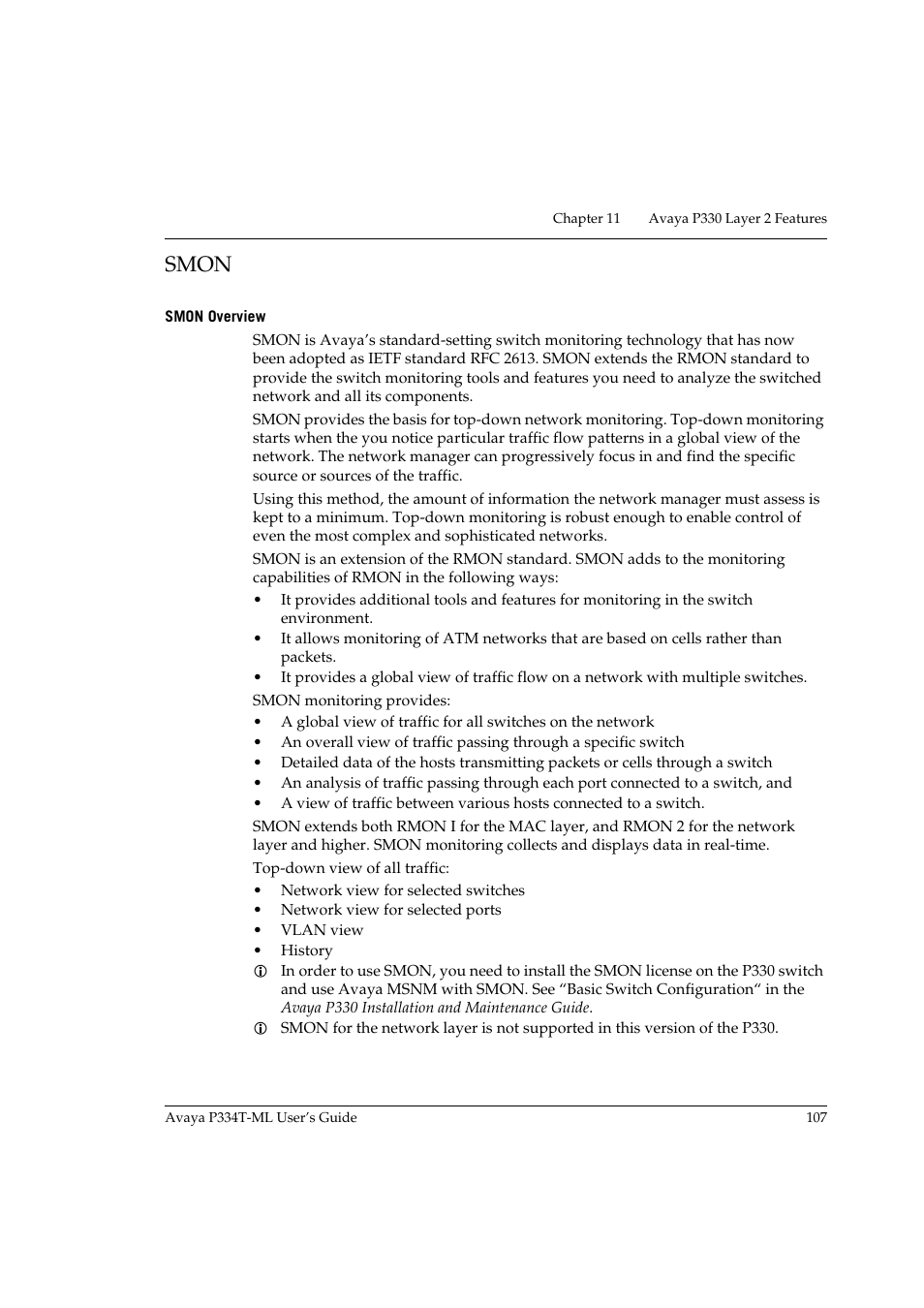Smon, Smon overview | Avaya P334T-ML User Manual | Page 123 / 176