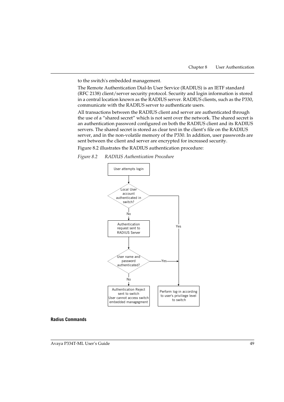 Radius commands | Avaya P334T-ML User Manual | Page 65 / 176