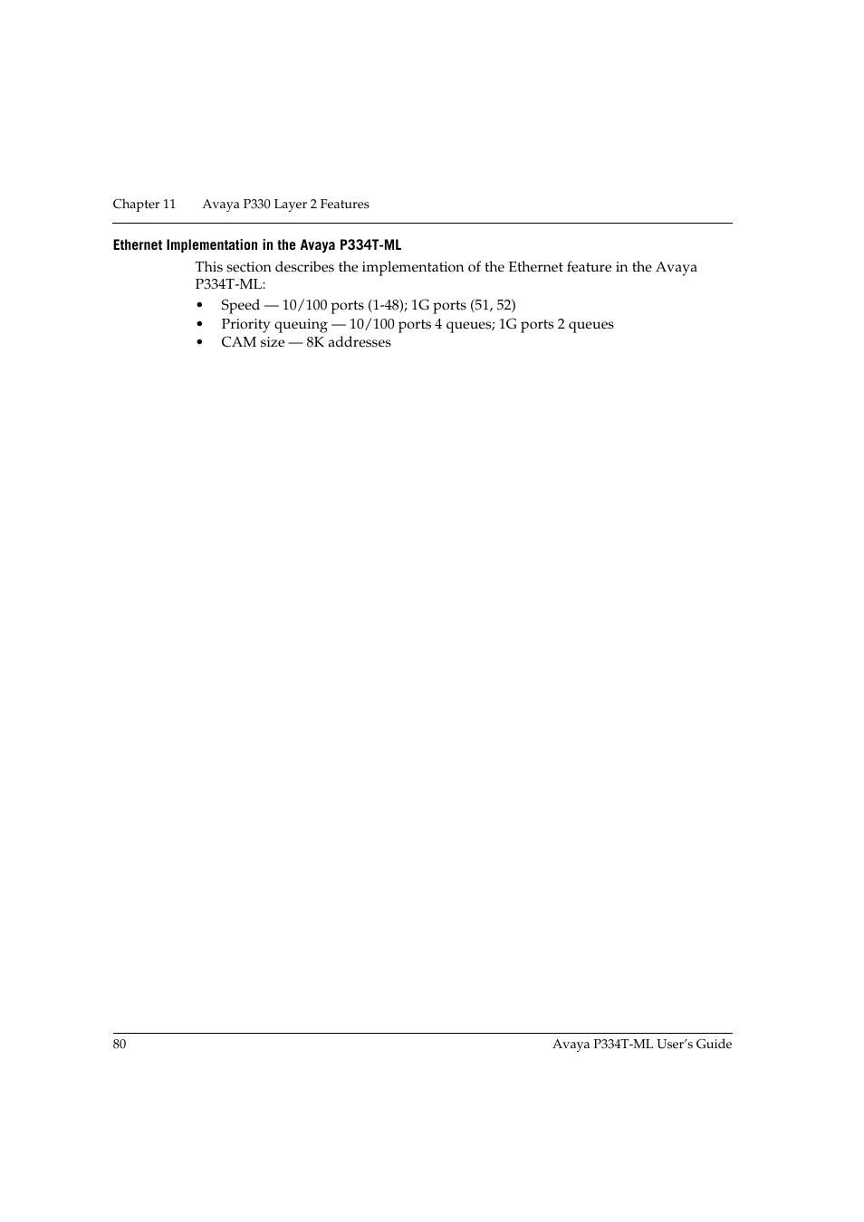Ethernet implementation in the avaya p334t-ml | Avaya P334T-ML User Manual | Page 96 / 176