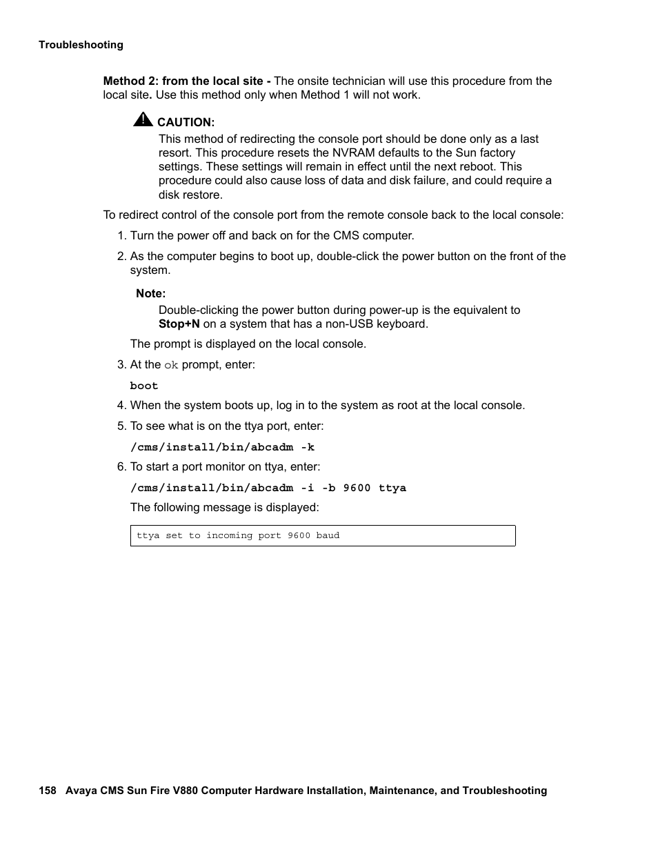 Method 2: from the local site | Avaya Sun Fire V880 User Manual | Page 158 / 208