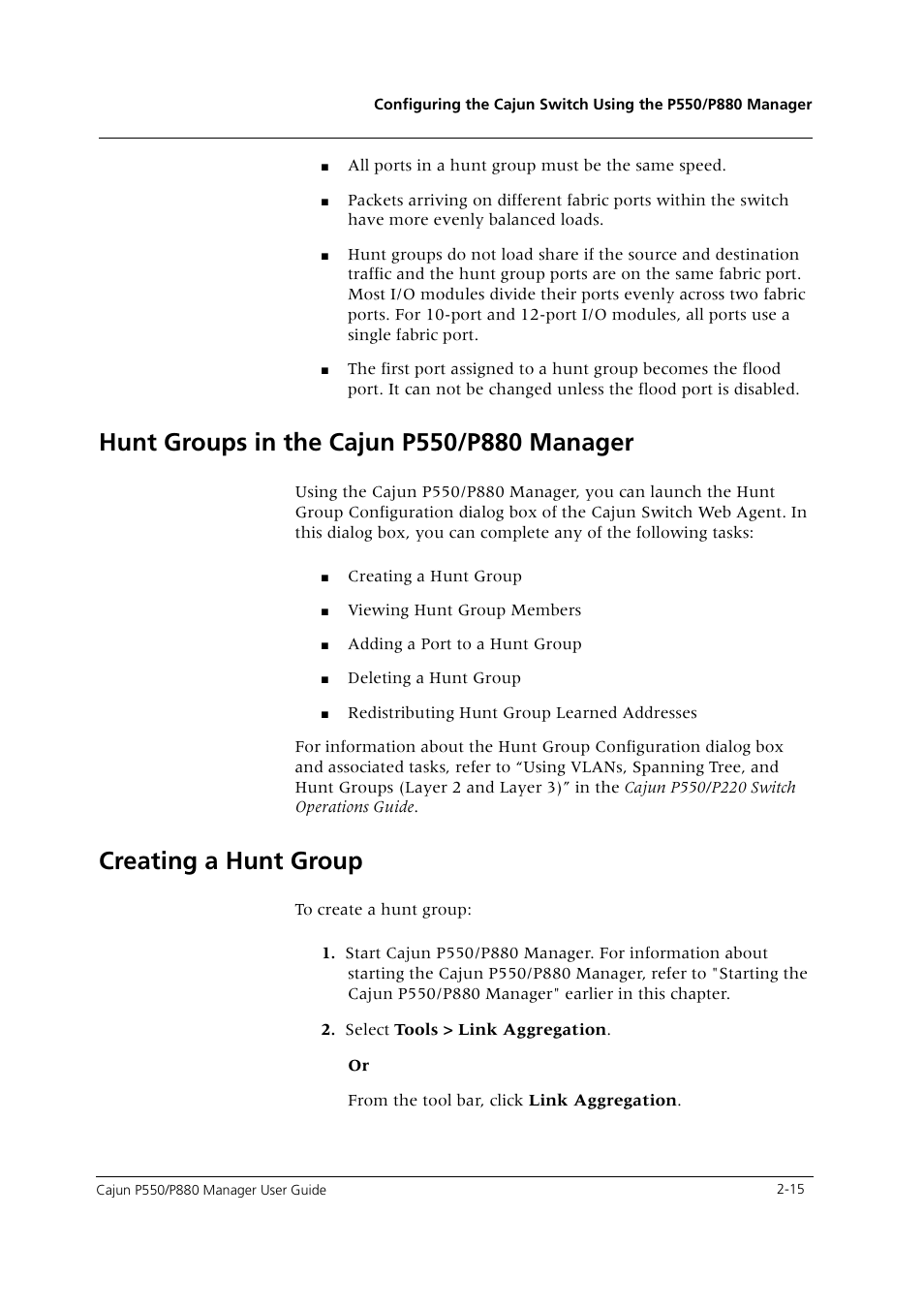 Hunt groups in the cajun p550/p880 manager, Creating a hunt group | Avaya Cajun P550 User Manual | Page 23 / 58