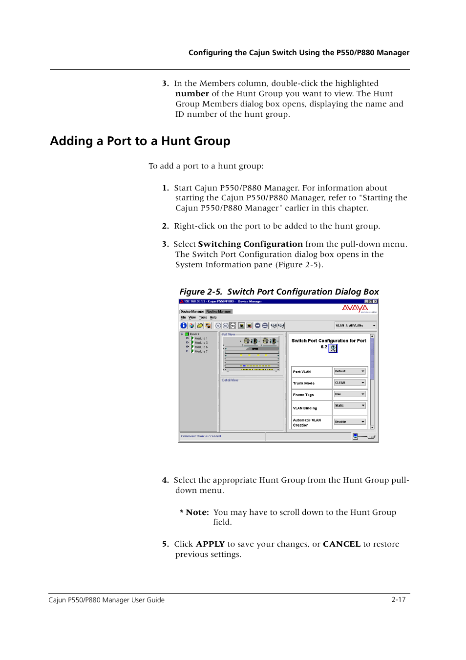 Adding a port to a hunt group, Adding a port to a hunt group -17 | Avaya Cajun P550 User Manual | Page 25 / 58