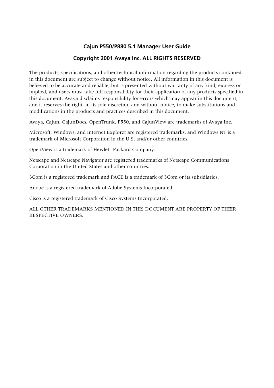 Copyright | Avaya Cajun P550 User Manual | Page 3 / 58