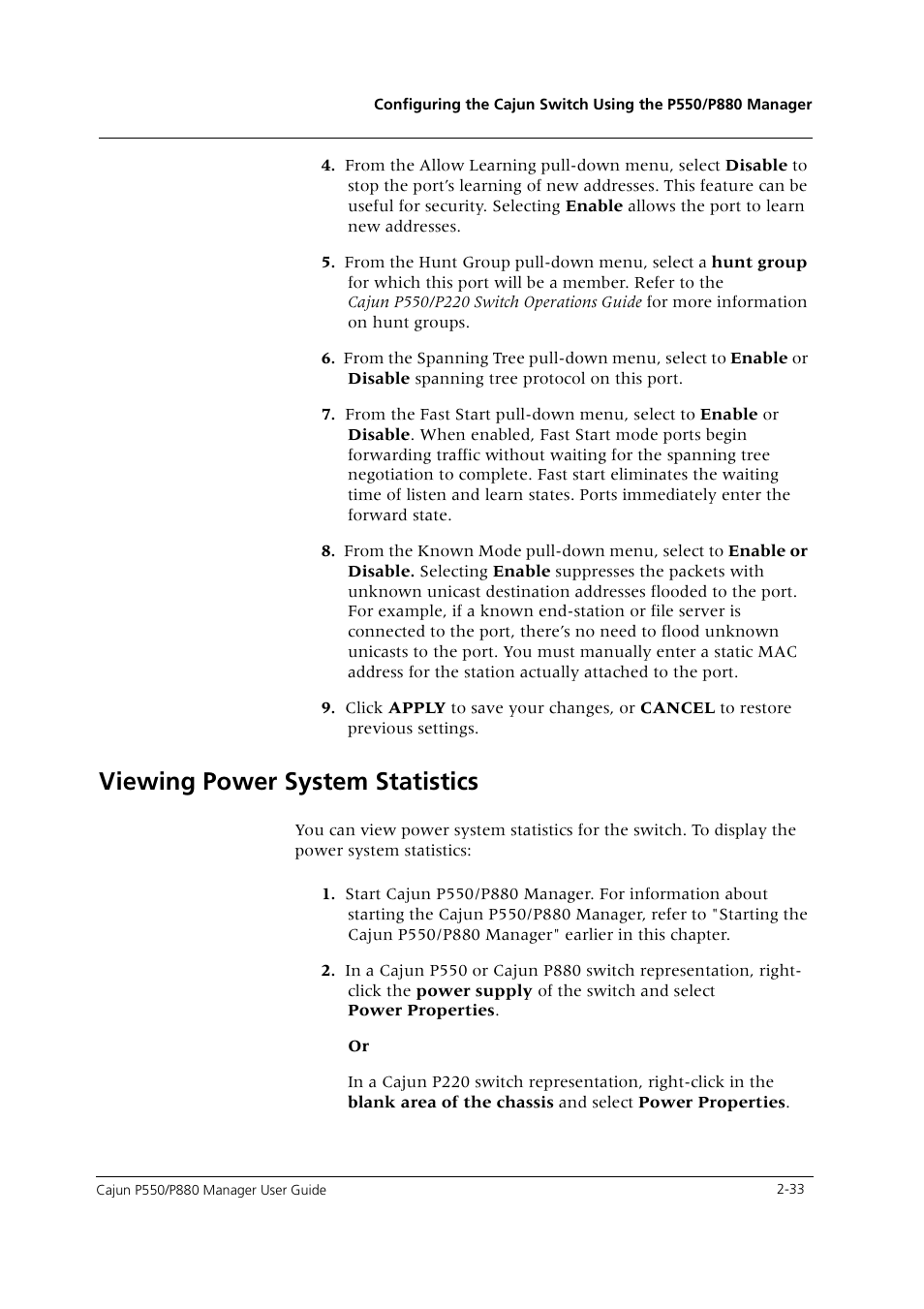 Viewing power system statistics, Viewing power system statistics -33 | Avaya Cajun P550 User Manual | Page 41 / 58