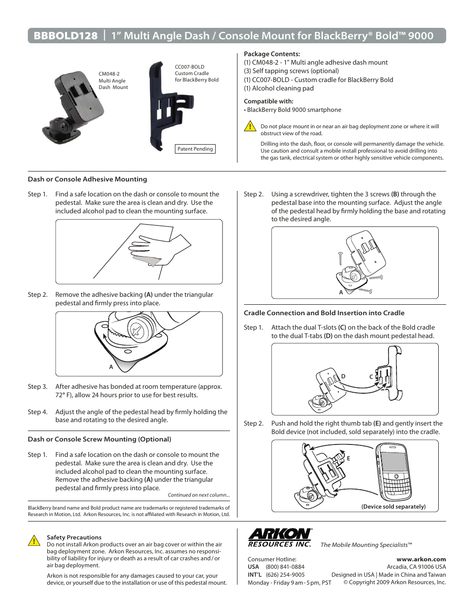 Arkon BBBOLD128 User Manual | 1 page