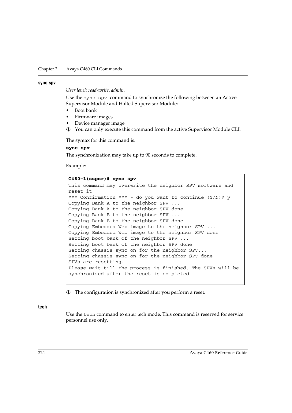 Sync spv, Tech, Sync spv tech | Avaya C460 User Manual | Page 236 / 268