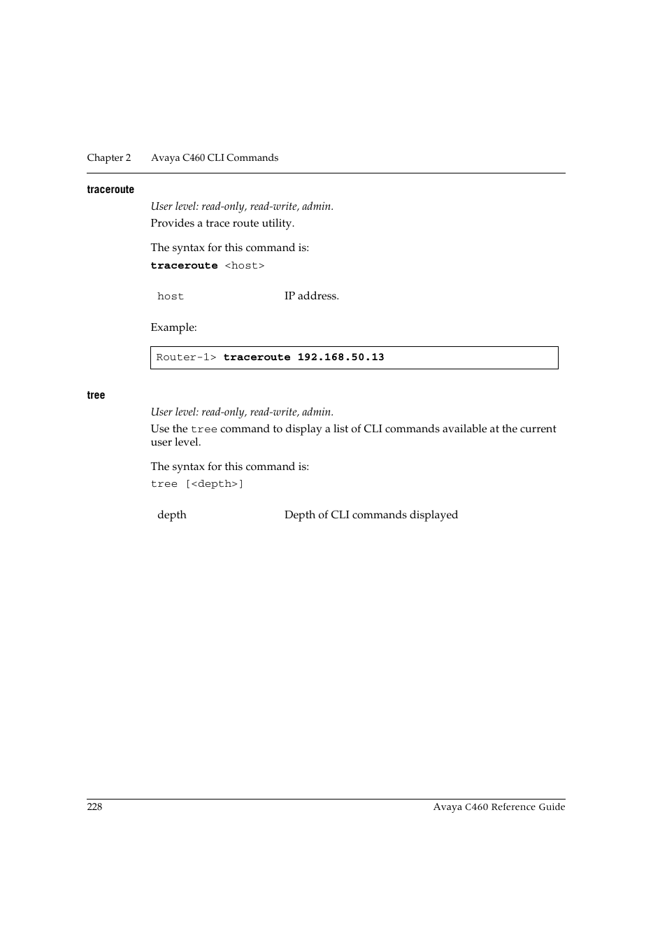 Traceroute, Tree, Traceroute tree | Avaya C460 User Manual | Page 240 / 268