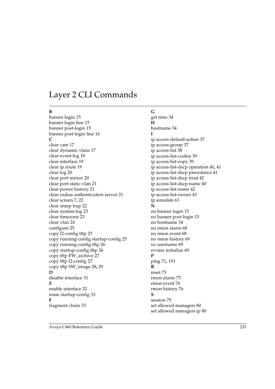 Layer 2 cli commands | Avaya C460 User Manual | Page 245 / 268