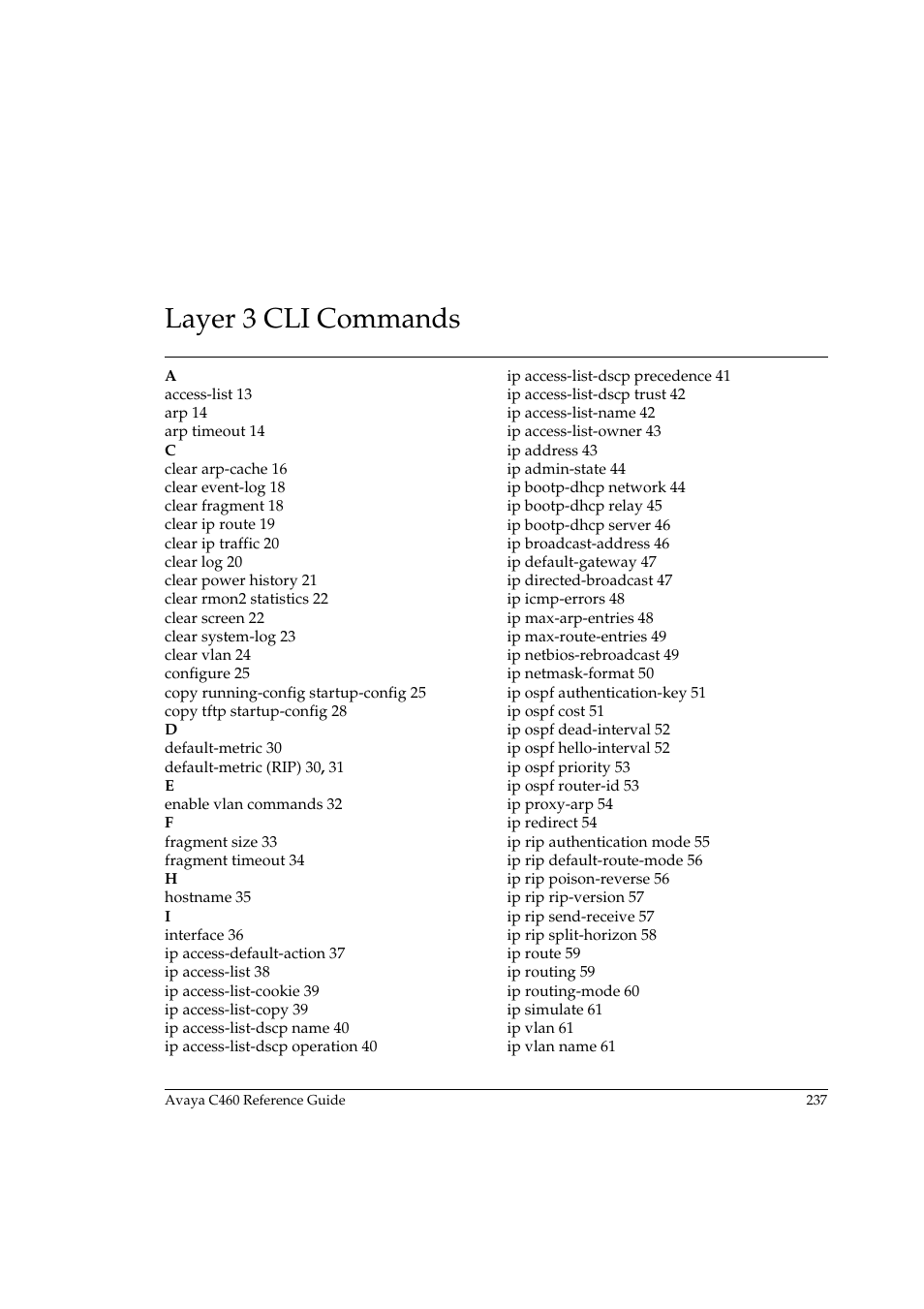 Layer 3 cli commands | Avaya C460 User Manual | Page 249 / 268